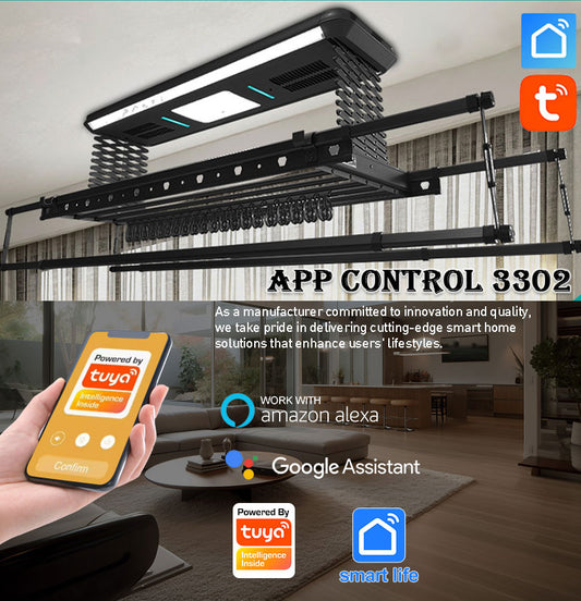 2 DC Fan 3302 - Voice + APP + Remote Control Automated Laundry Rack dryer 【Local Ready Stock + FREE INSTALLATION】