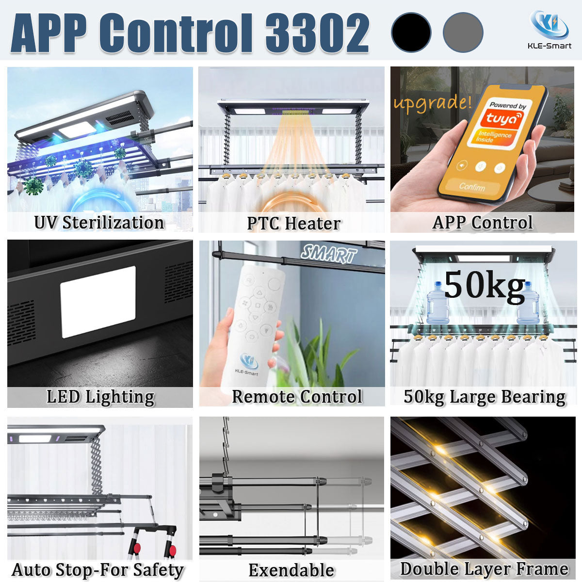 2 DC Fan 3302 - APP + Remote Control Automated Laundry Rack dryer 【Local Ready Stock + FREE INSTALLATION】