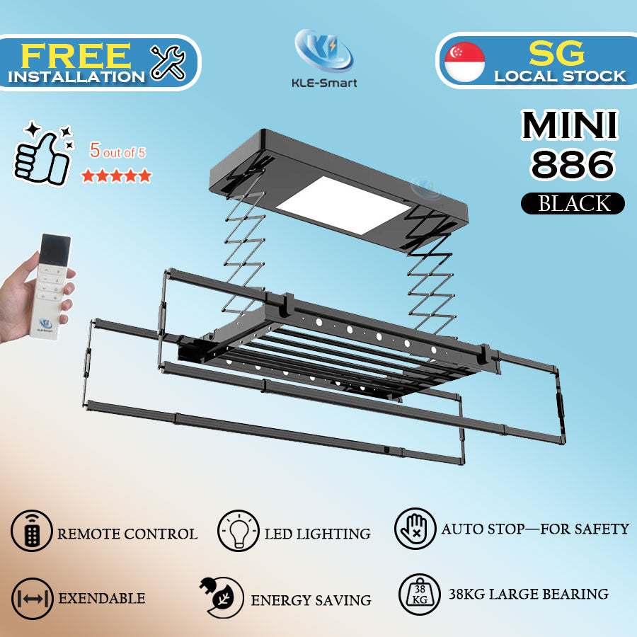 Mini 886 Automated Laundry Rack dryer 【Local Ready Stock + FREE INSTALLATION】