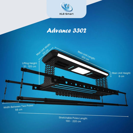 2 DC Fan Advance 3302 Remote Control Automated Laundry Rack dryer 【Local Ready Stock + FREE INSTALLATION】