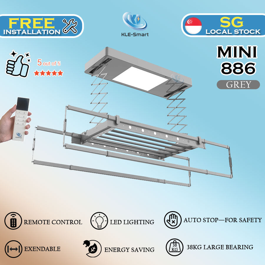 Mini 886 Automated Laundry Rack dryer 【Local Ready Stock + FREE INSTALLATION】