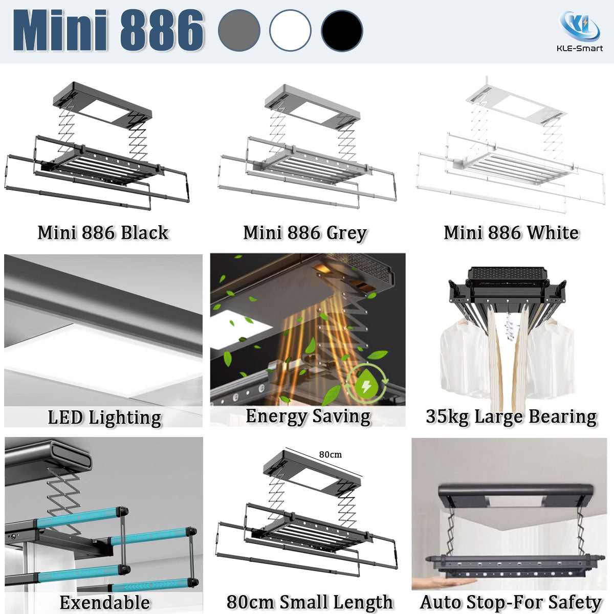 Mini 886 Automated Laundry Rack dryer 【Local Ready Stock + FREE INSTALLATION】
